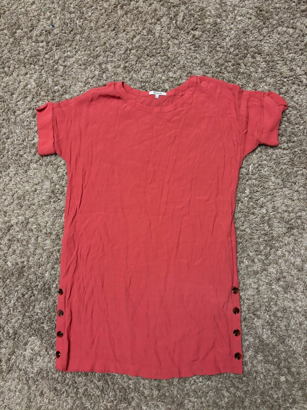 Madewell Button Side Coral Tee Dress
